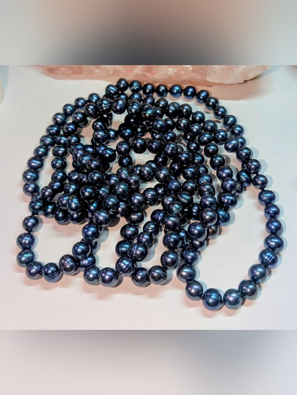 64-inch Black Freshwater Iridescent Pearl "Endless Rope" Necklace - Picture 3 of 4